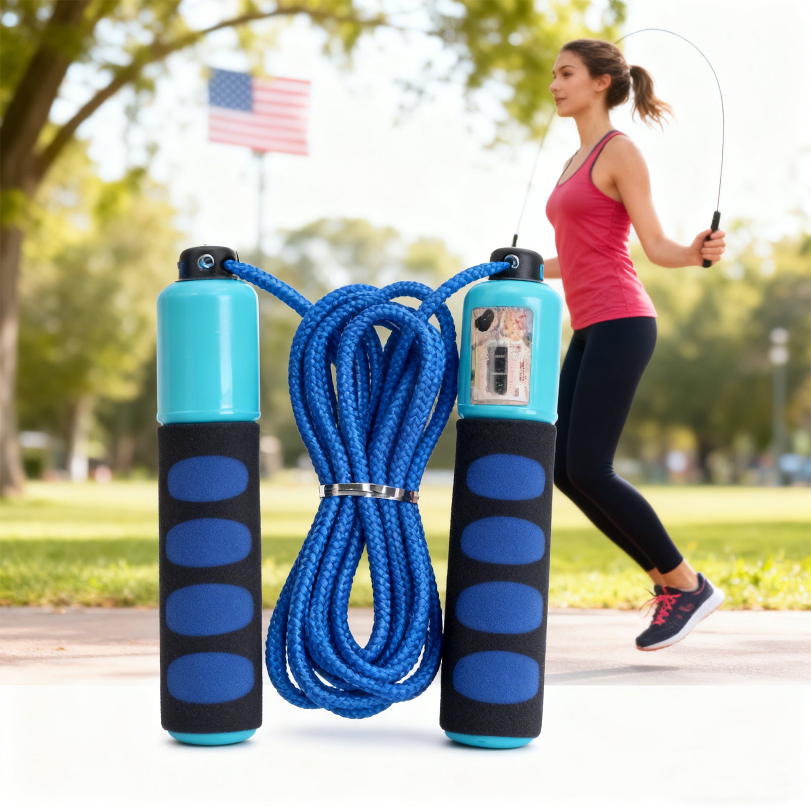 Digital counting jump rope with LCD
